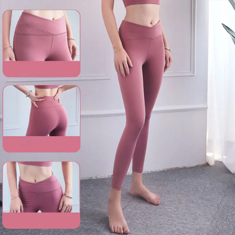 Спортивный любящий корейский стиль крест живот Леггинсы Йога брюки для бега