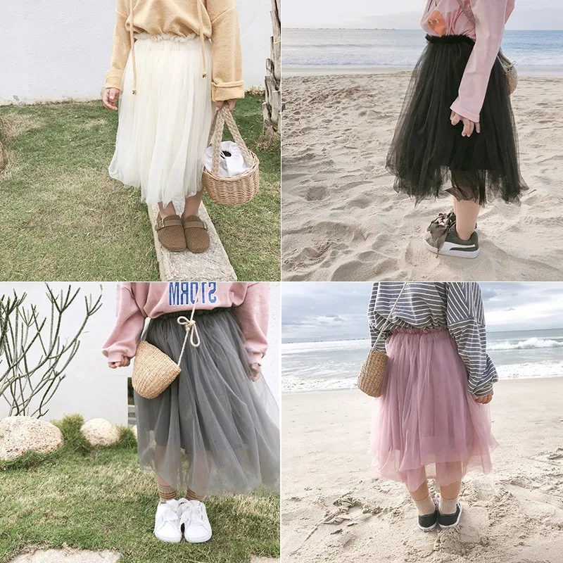 

Юбки для девочек, универсальные элегантные юбки, длинные юбки, Новинка весна-осень 2022, повседневная одежда