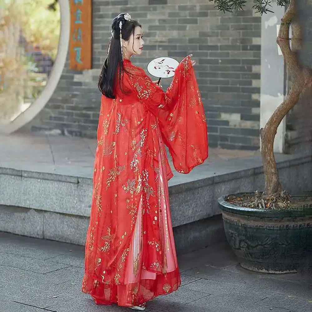 

Fairy Hanfu Costume Cosplay Student Rave Outfit Festival Chinese Traditional Dress Hanfu Women Red Stage Performance Clothing