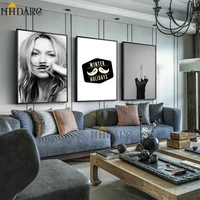 nordic vogue fashion beard girl canvas print painting poster art wall pictures wall art canvas poster for living room home decor