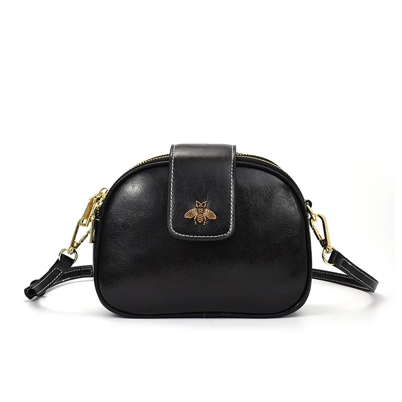 Jinbaolai New Style 2020 Women's Cow Leather Bag Fashion Broadband Messenger Bag Women's One-Shoulder Retro Women's Leather Bags