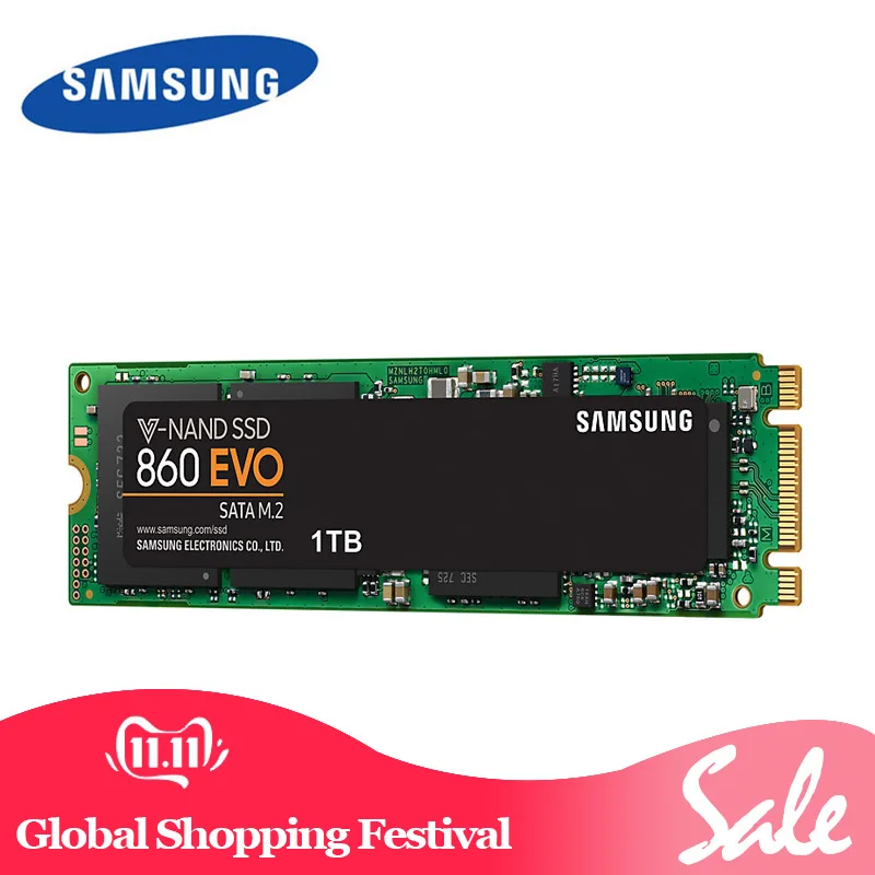 SAMSUNG Внутренний твердотельный накопитель (SSD) 860 EVO M.2 2280 TLC HDD 1 ТБ для ноутбука |