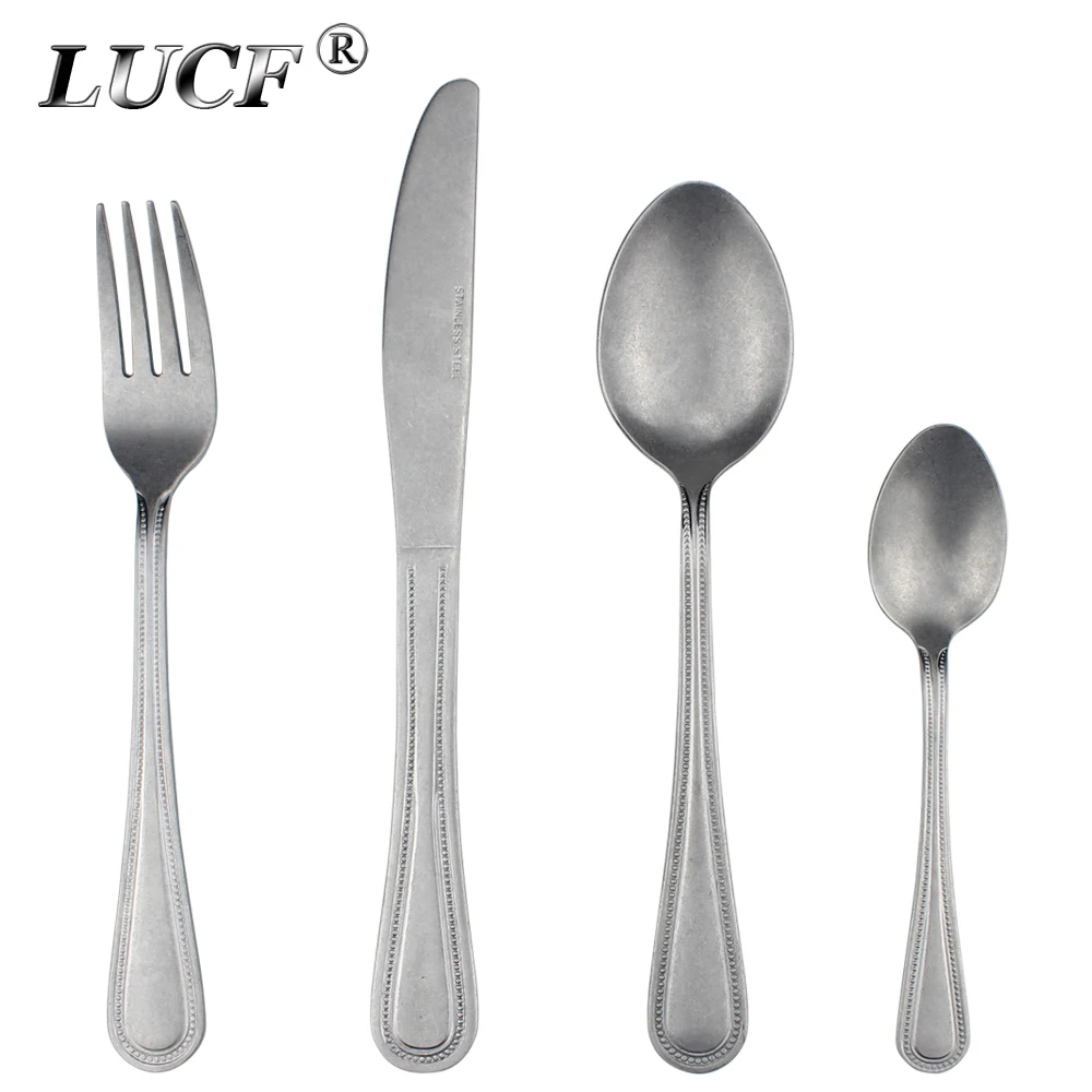 Винтажные столовые приборы LUCF в западном стиле из нержавеющей стали антикварная