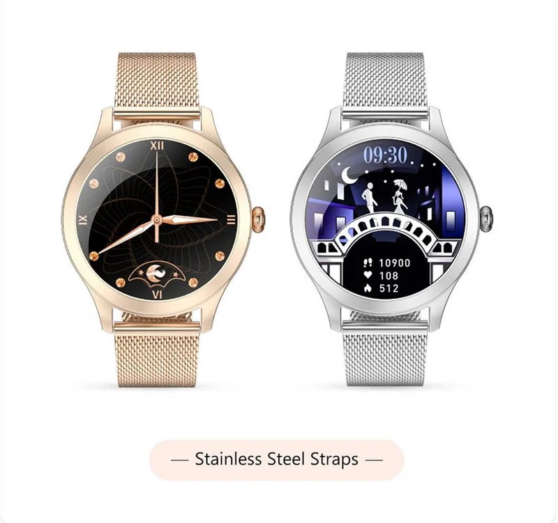 

Fashion Smart Watch for Women, IP68 Waterproof Full Touch Screen Smart Bracelet Heart Rate Monitor for Android Phones