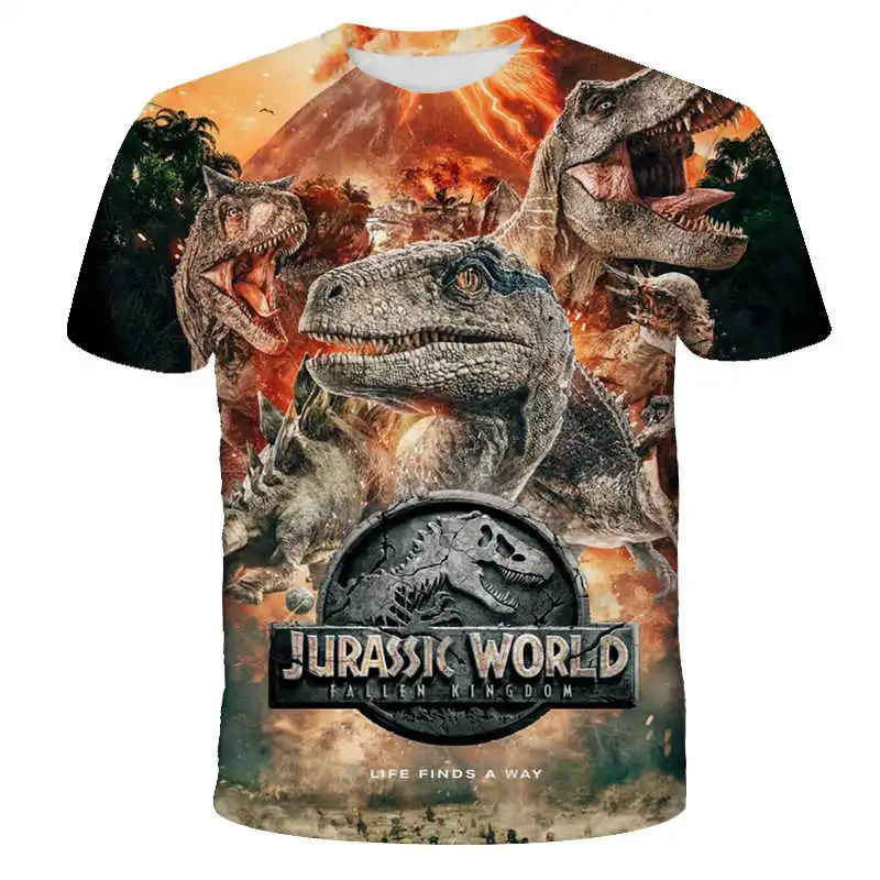 

2020 Jurassic World Fallen Kingdom Cool Dinosaur Head 3D Print T shirt Boys and girls Hiphop Tee Tshirt Boy color Clothes Drop