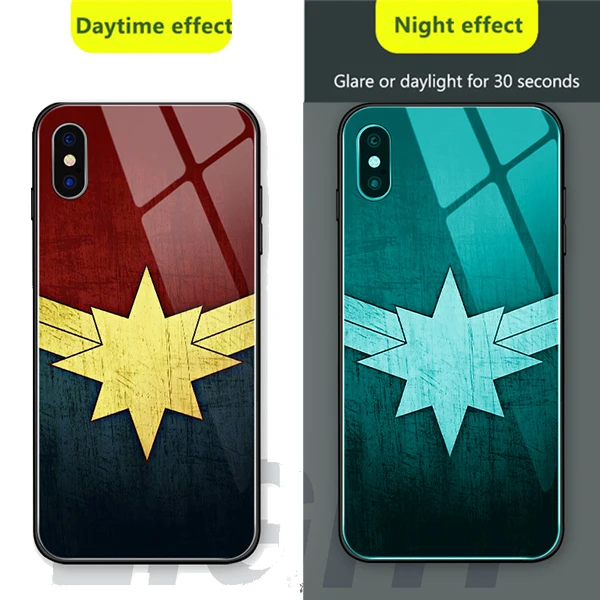 Marvel Человек-паук Бэтмен световой Стекло чехол для iPhone XR XS MAX 7 6 8 плюс Черная пантера Железный человек чехол телефона для iPhone X 10 - Цвет: Wonder Woman2