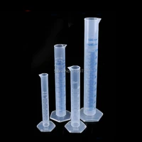 1set 10ml 25ml 50ml 100ml lab plastic graduated plastic measuring cylinder with white and blue double scale line