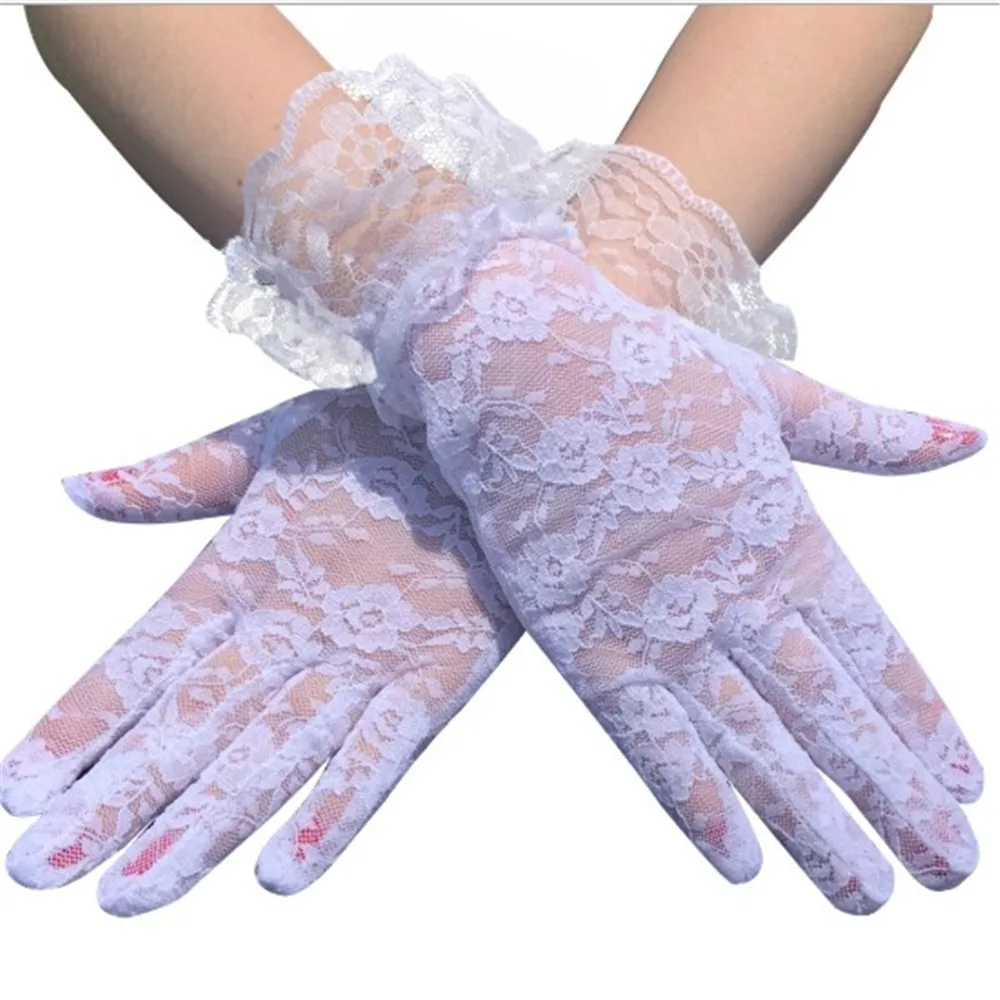 

2020 New Fashion Women Lady Lace Party Sexy Dressy Gloves Summer Full Finger Sunscreen Gloves For Girls Mittens Multicolor