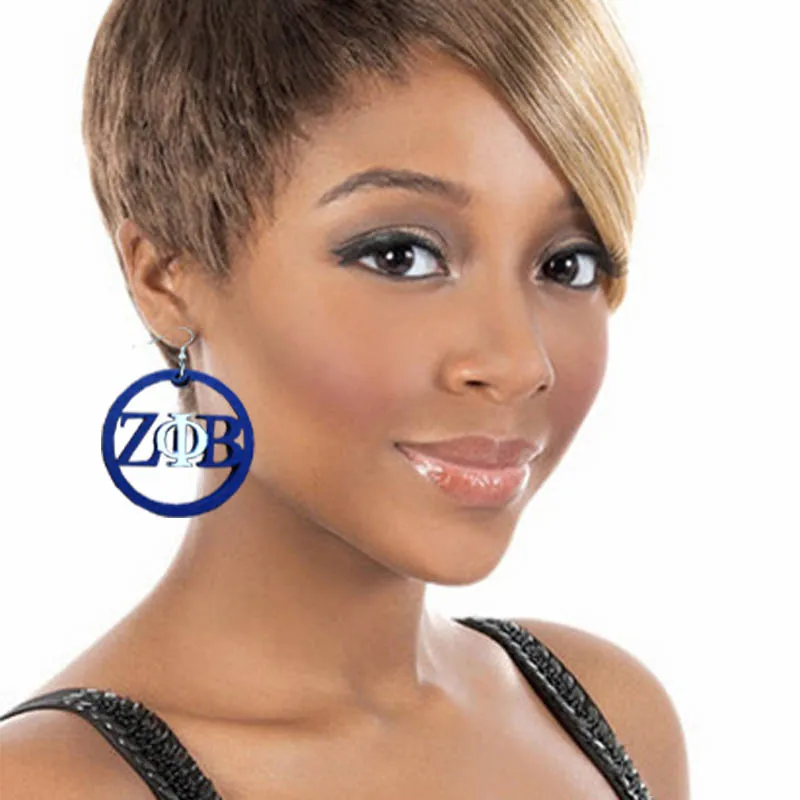 Африканские серьги из натурального дерева ZETA PHI BETA греческие с буквами