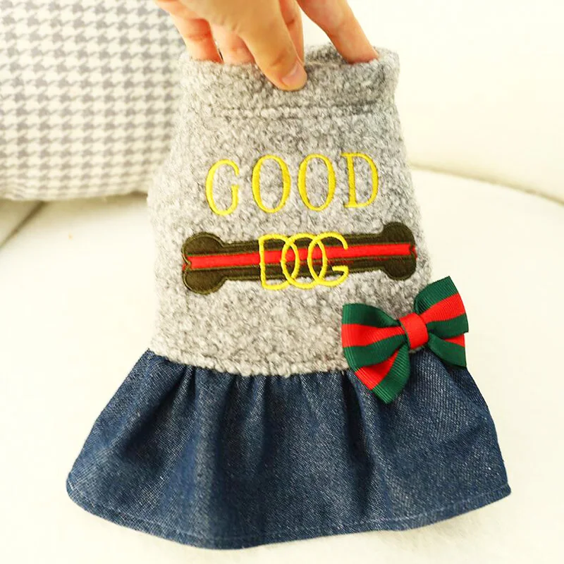 Пышная юбка для питомца принцессы собаки Осень зима теплое шерстяное платье