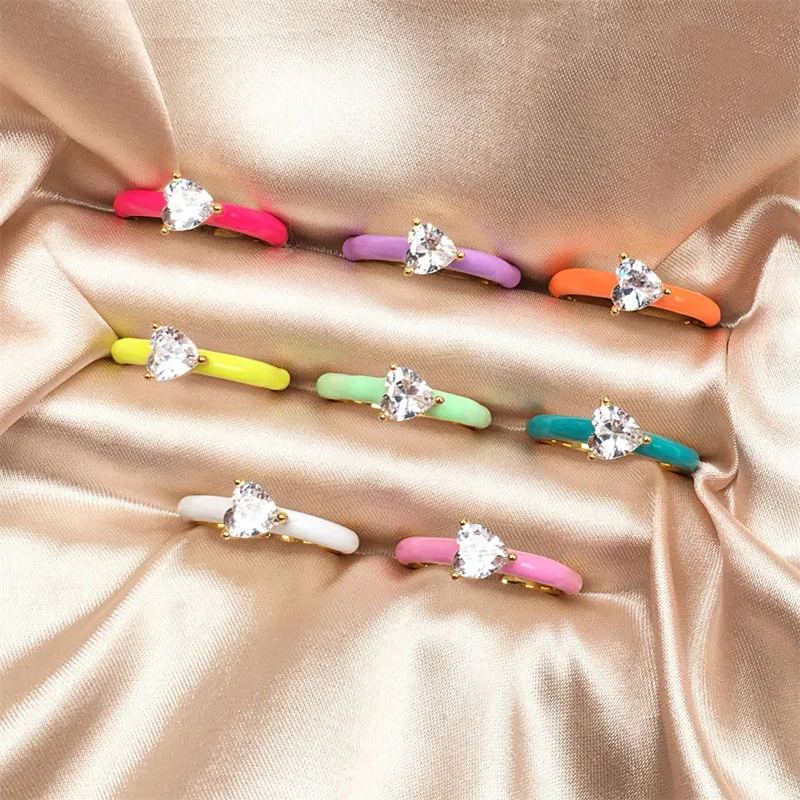 Летние цветные тонкие эмалевые геометрические кольца для женщин Открытые