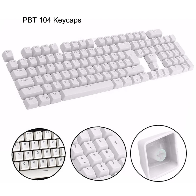 104 английские клавиши ABS PBT для механической клавиатуры, совместимые с переключателями MX, прозрачная поддержка светодиодного освещения