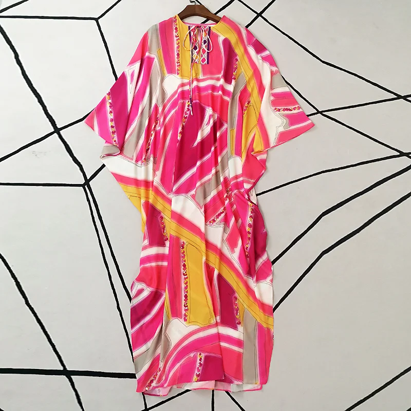 

Plus Size Maxi Long Dress Autumn New Women'S Runway High Quality Party Casual Elegant Chic Print Streamer Vintage Loose Dresses