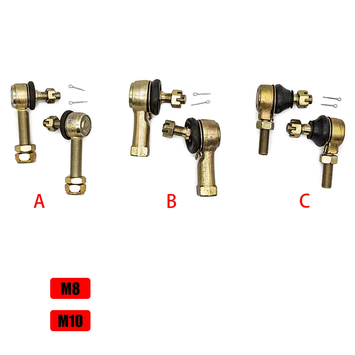 

1 Pair M10 M12 Tie Rod Ball Joint for 50cc 70cc 90cc 110cc 125cc 150cc 200cc 250cc 300cc ATV Quad Bike 4-wheeler