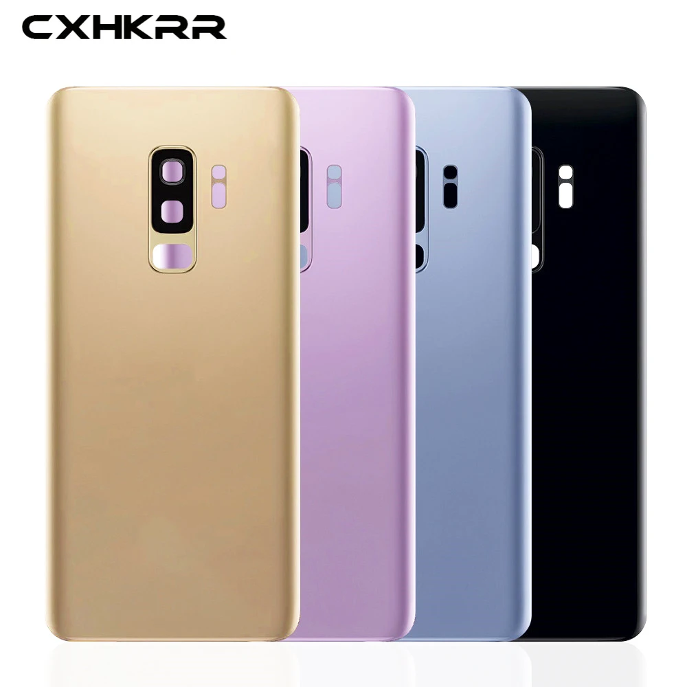 Для Samsung Galaxy S9 Plus + с объективом камеры стеклянная задняя крышка батарейного