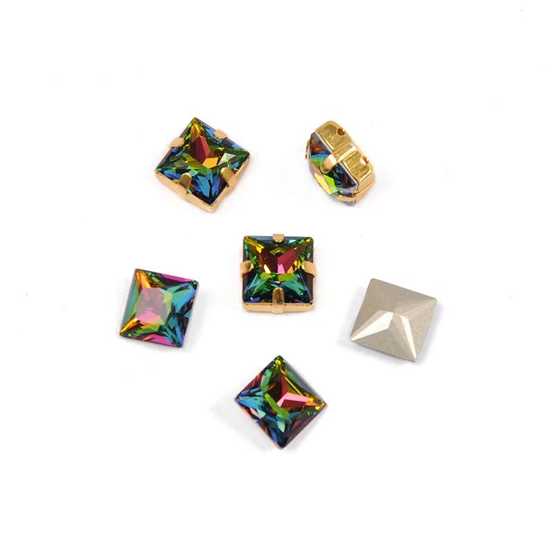 YANRUO 4447 All Sizes VM Princess Square Sewn Stones Point Back Strass Glass Rhinestones Rainbow Crystals For Needlework | Дом и сад