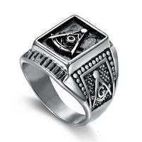 punk masonic rings for men sliver color stainless steel vintage square ring ag freemason classic jewelry gifts dropshipping