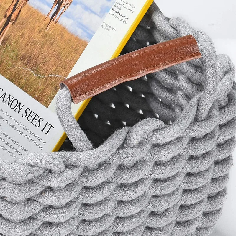 

3Pcs Cotton Rope Storage Kids Storage Food Woven for Baby Clothes