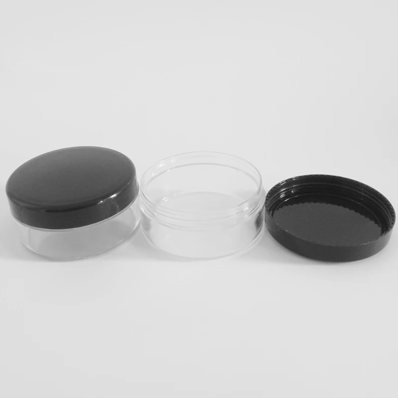 Black Lids 10 шт 50 г/50 мл Пластиковые Многоразовые коробки с прозрачной основой пустые косметические банки для ногтей порошок бутылки тени контейнер - Цвет: Black Lids