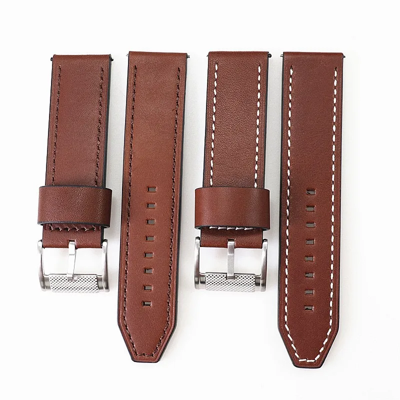 Men's Wrist Watch Band 22mm 24mm Genuine Leather Strap For Fossil Watch Bracelet Machine Dark Brown Watch Fs4656 Yellow Blue