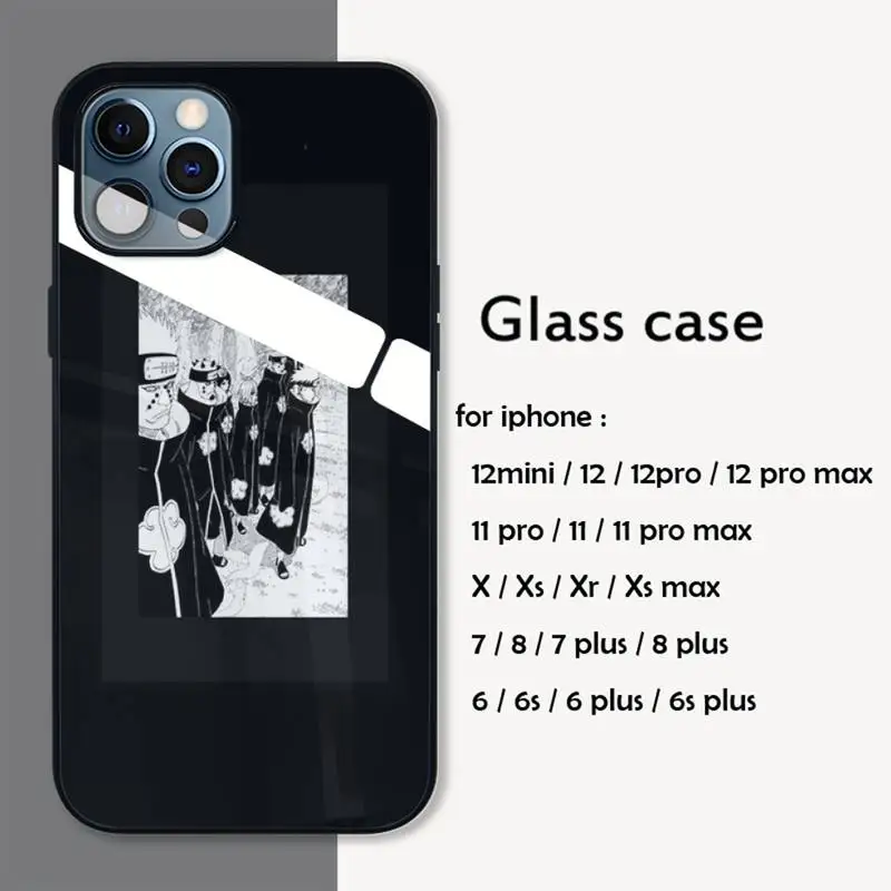 

Naruto Anime Tempered glass silicone phone case for iphone 12 mini 11 pro Xs Max X Xr 6 6s 7 8 Plus se 2020 cover