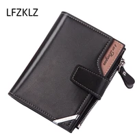 lfzklz new casual mens wallet short vertical locomotive british casual multi function card bag zipper buckle triangle folding