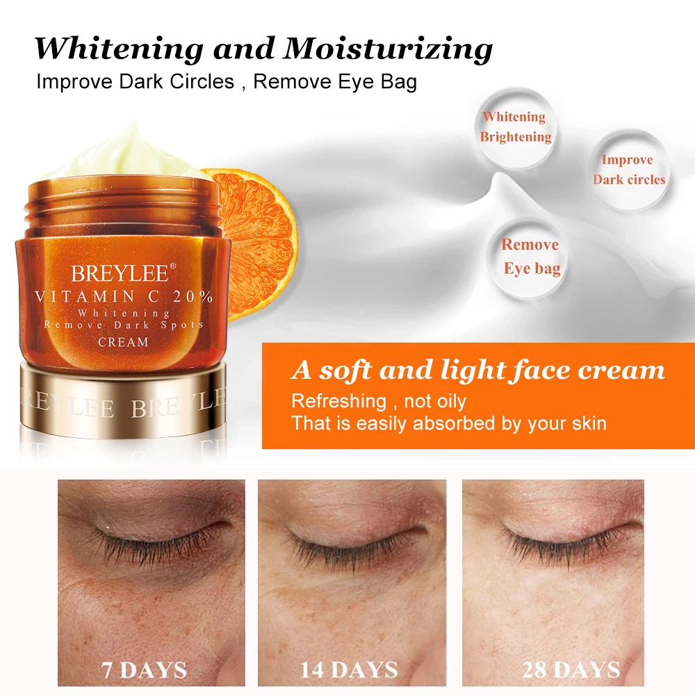 

Крем для лица BREYLEE с витамином C, фотоотбеливающий женский антивозрастной укрепляющий косметический уход за кожей