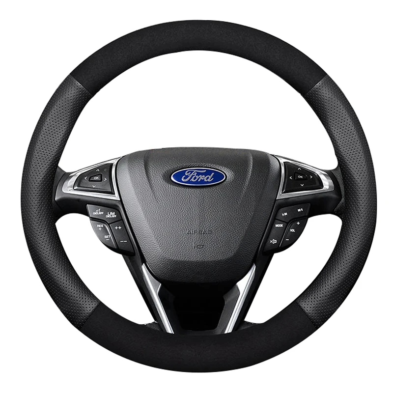 

Suede Cow Leather Car Steering Wheel Cover For Ford Kuga 2008 2009 2010 2011 Focus 2 Fusion Mondeo 2013-2014 Fiesta MK7 4 5 6