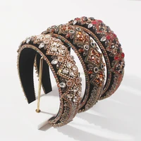 new luxury baroque padded hairband for women full crystal diamond rhinestone headband wide thick hair hoop girls wholesale