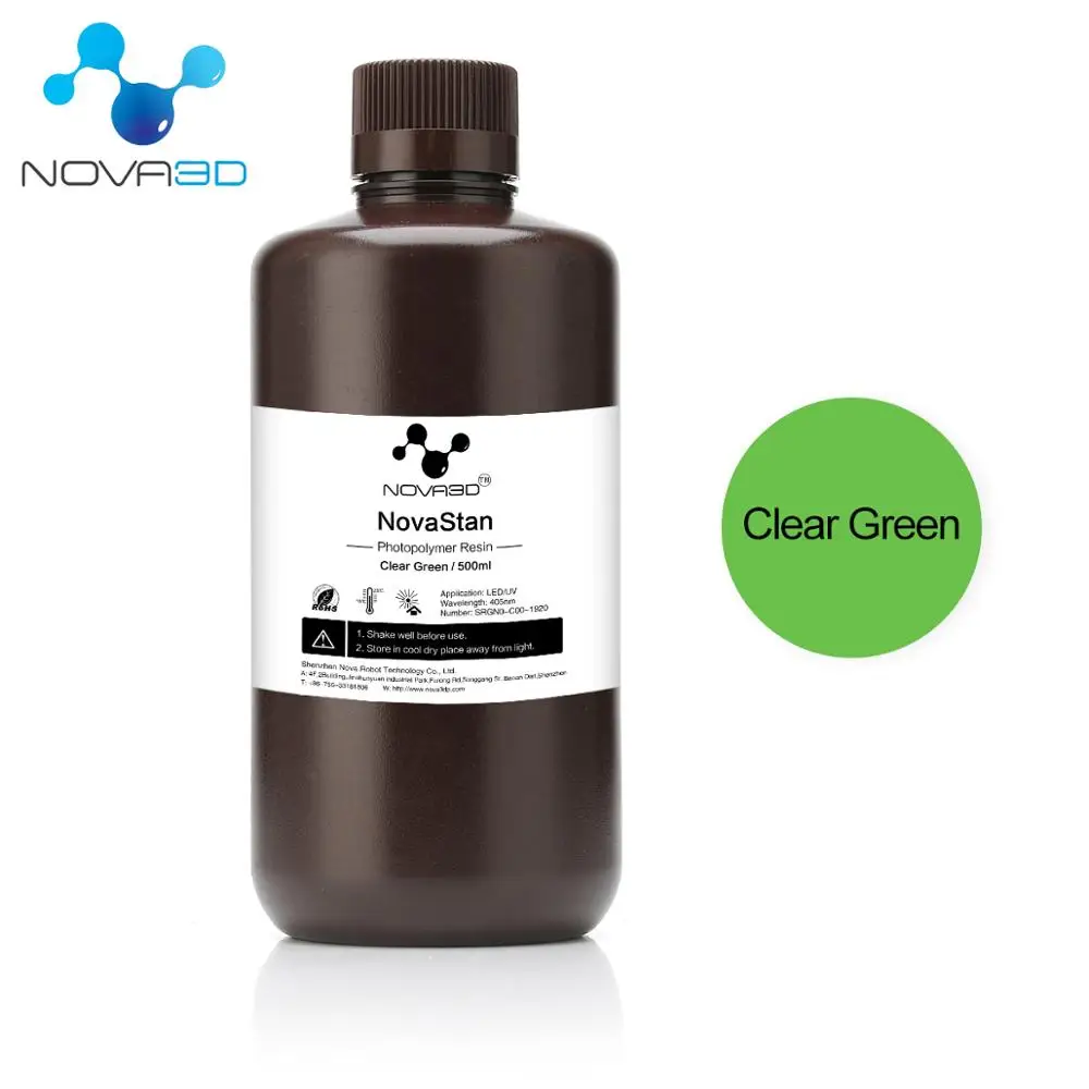 500ml Tran-Green NOVA3D 405nm УФ Смола 500 мл 3D-принтеры печать Материал ЖК-дисплей DLP объект соглашения о качестве предоставляемых услуг ультрафиолетовое чувствительных Жидкость фотополимерных - Цвет: 500ml Tran-Green