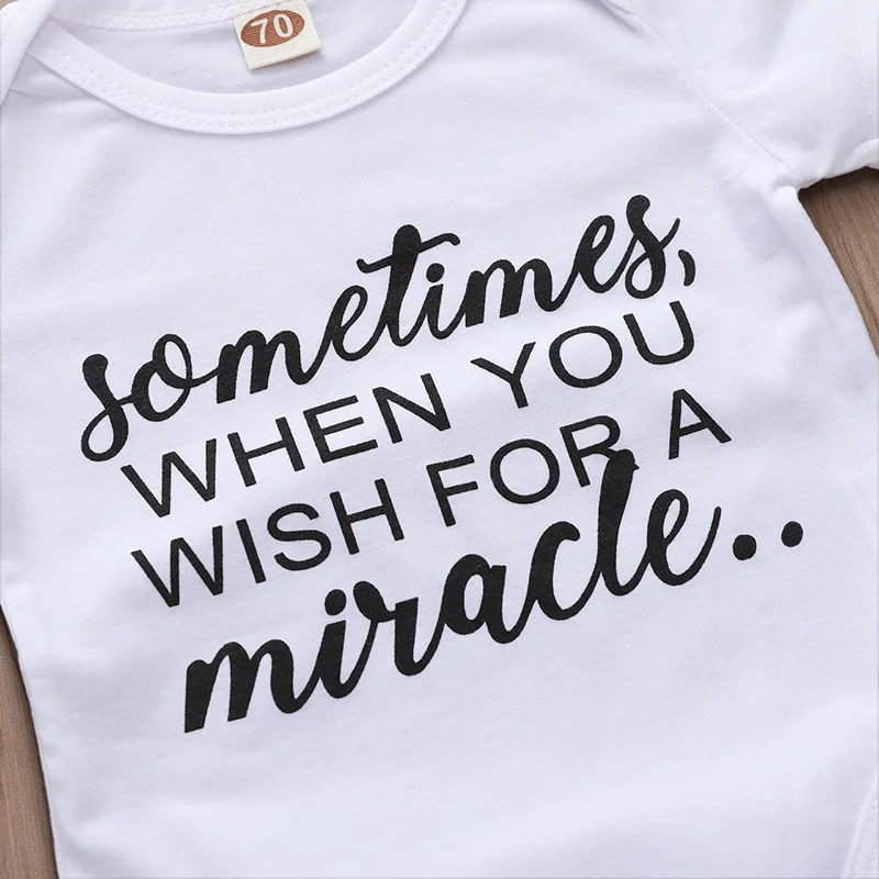 Детский комбинезон из хлопка с надписью Miracle|short sleeve bodysuit|baby bodysuit short sleevebaby cotton