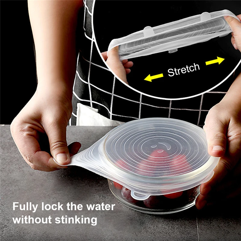 Силиконовый чехол растягивающиеся многоразовые крышки герметичная пищевая