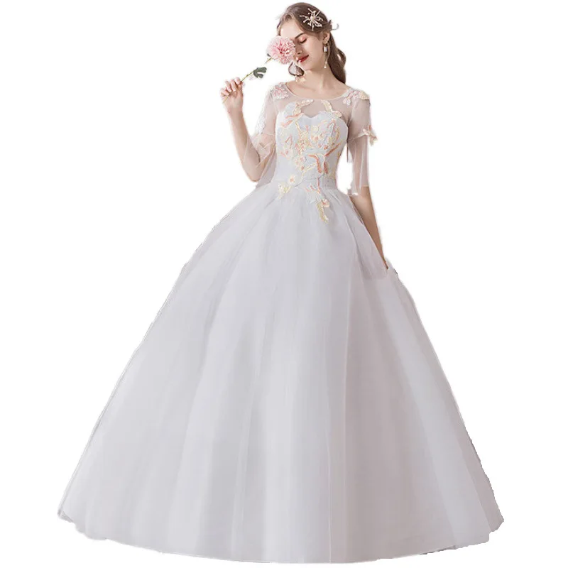 

French Main Wedding Dress 2020 New Bride Simple Floor-Length Mori Immortal Dreamy Slimming Wedding Dress Wholesale