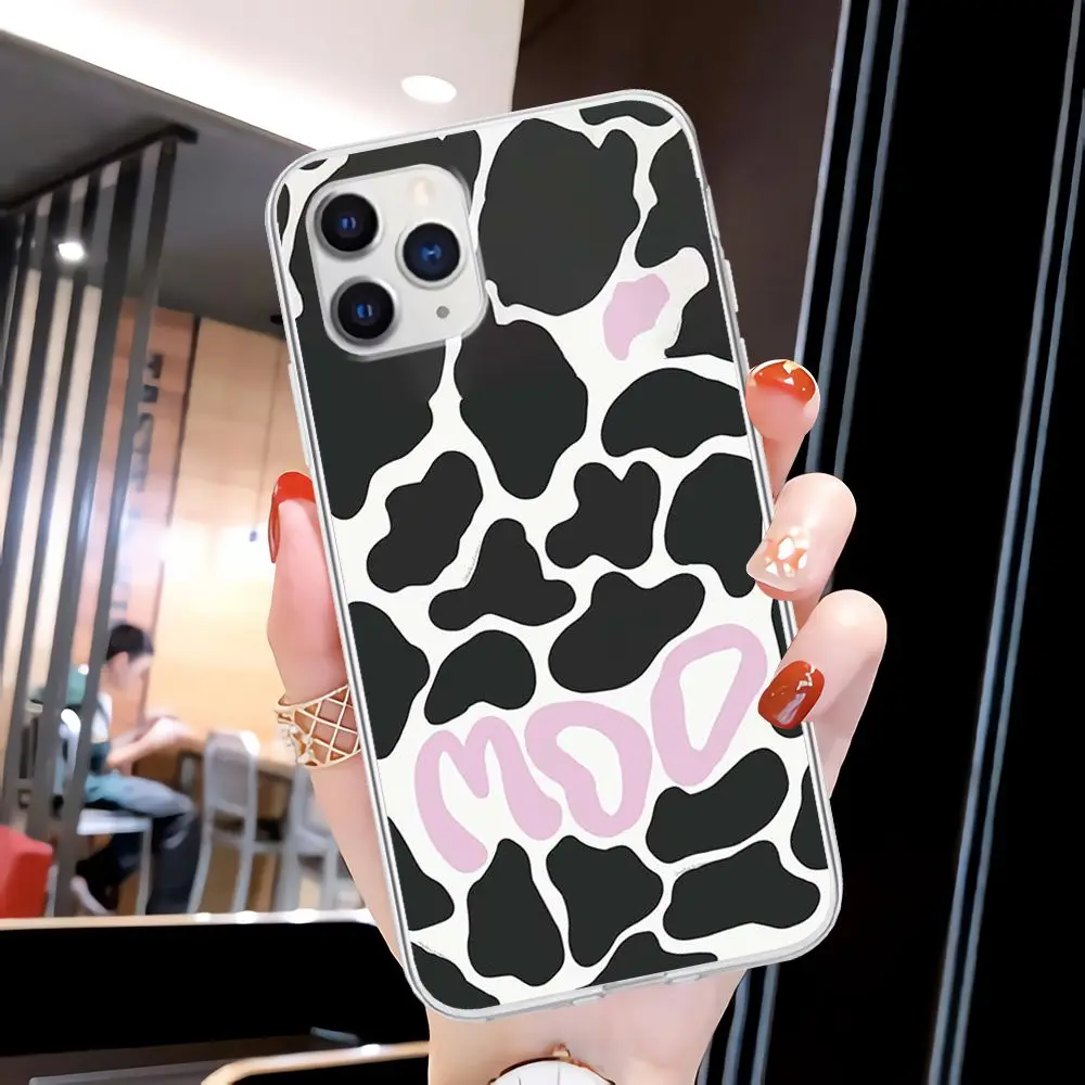 

Moo White Black Cow Pattern Transparent Phone Cover For Samsung Galaxy A21S A71 S8 S9 S10 Plus Lite S20 Note 20 Ultra Clear Case
