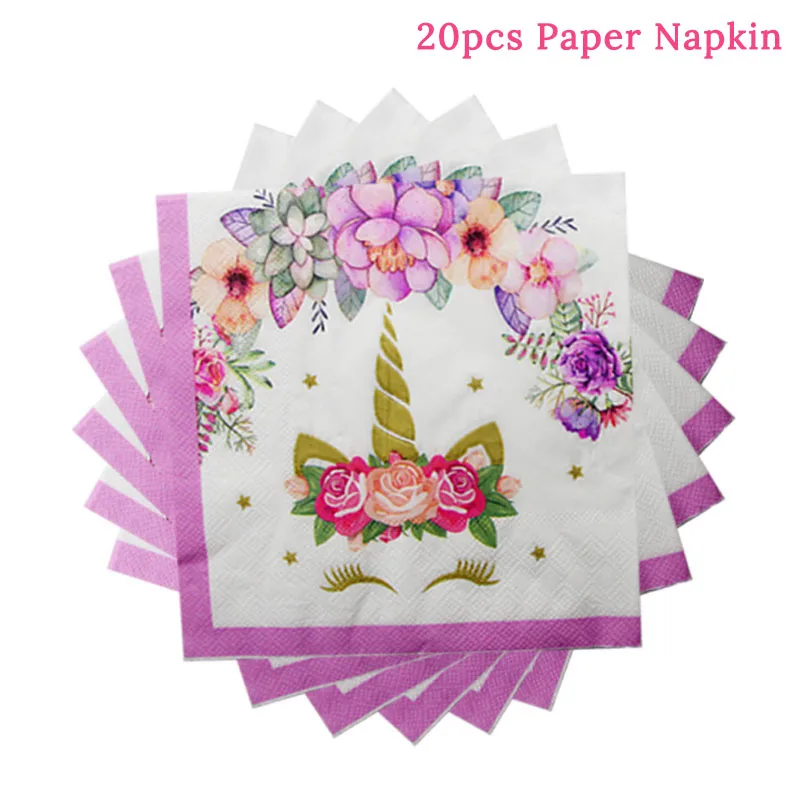 1pack napkins Вечерние бумажные коробки для попкорна в виде единорога, подарочные коробки для конфет, пакеты для печенья, украшения для детских дней рождения, подарочные пакеты, принадлежности для детского душа - Цвет: 1pack napkins
