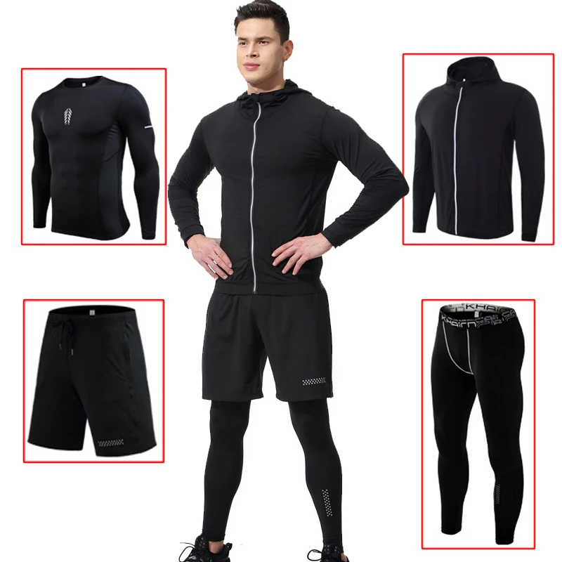 Быстросохнущий Спортивный костюм 4 шт. спортивные костюмы Мужская
