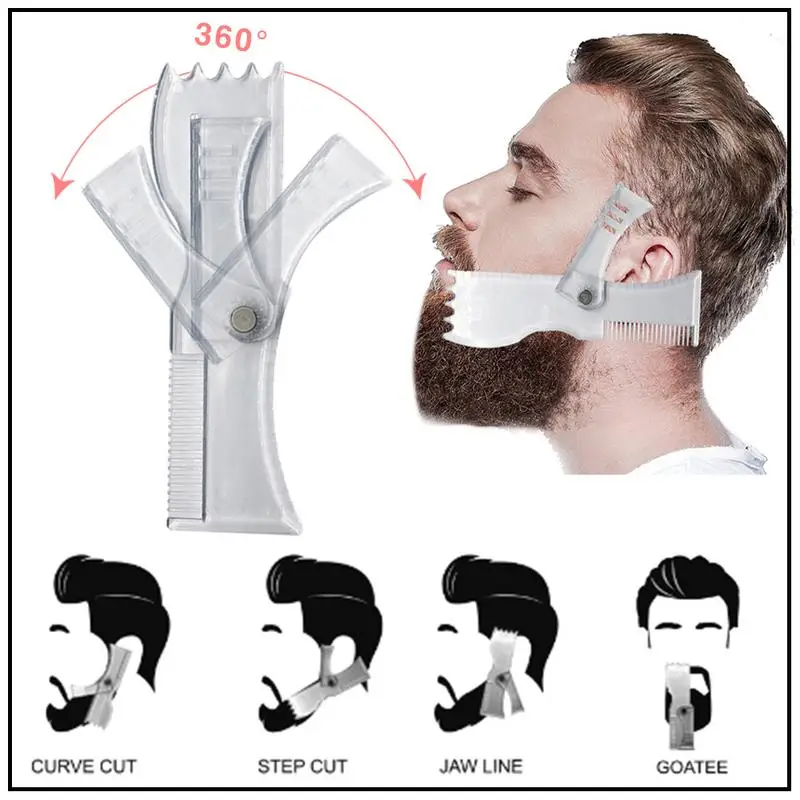 

Men's Beards Combs Beauty Tool Beard Shaping Tool Template Comb Trimming Shaper Transparent For Hair Beard Trim Templates