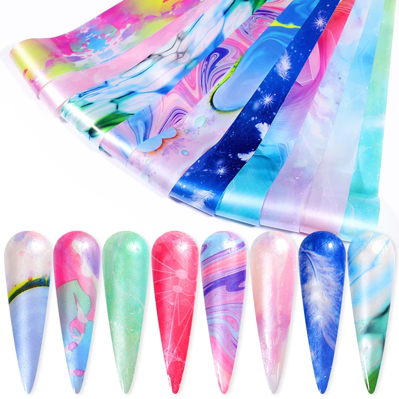 1 шт красочные наклейки из фольги для ногтей градиентная серия оболочки дизайн