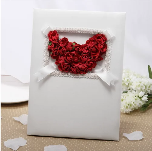 20 см x Красная роза цветок Гостевая Свадебная подпись книга|Гостевая книга