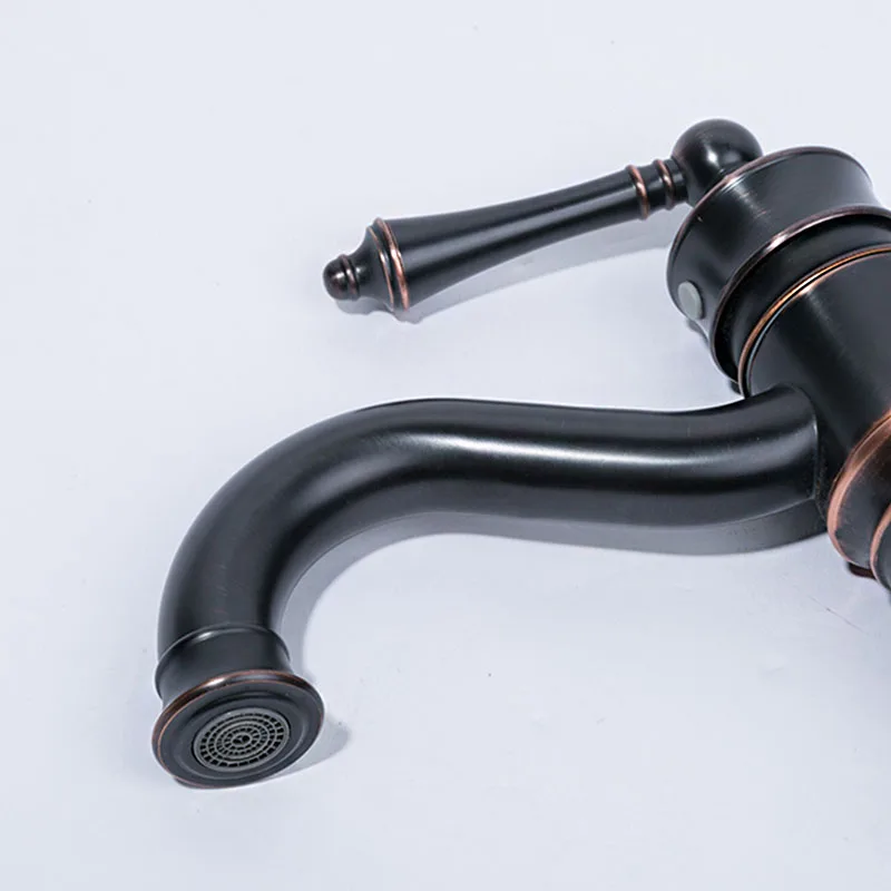 Античный бронзовый смеситель для ванной комнаты раковины с одной ручкой горячей