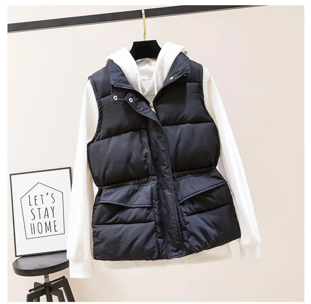 Женская зимняя куртка на молнии короткий Стильный однотонный жилет с хлопковой