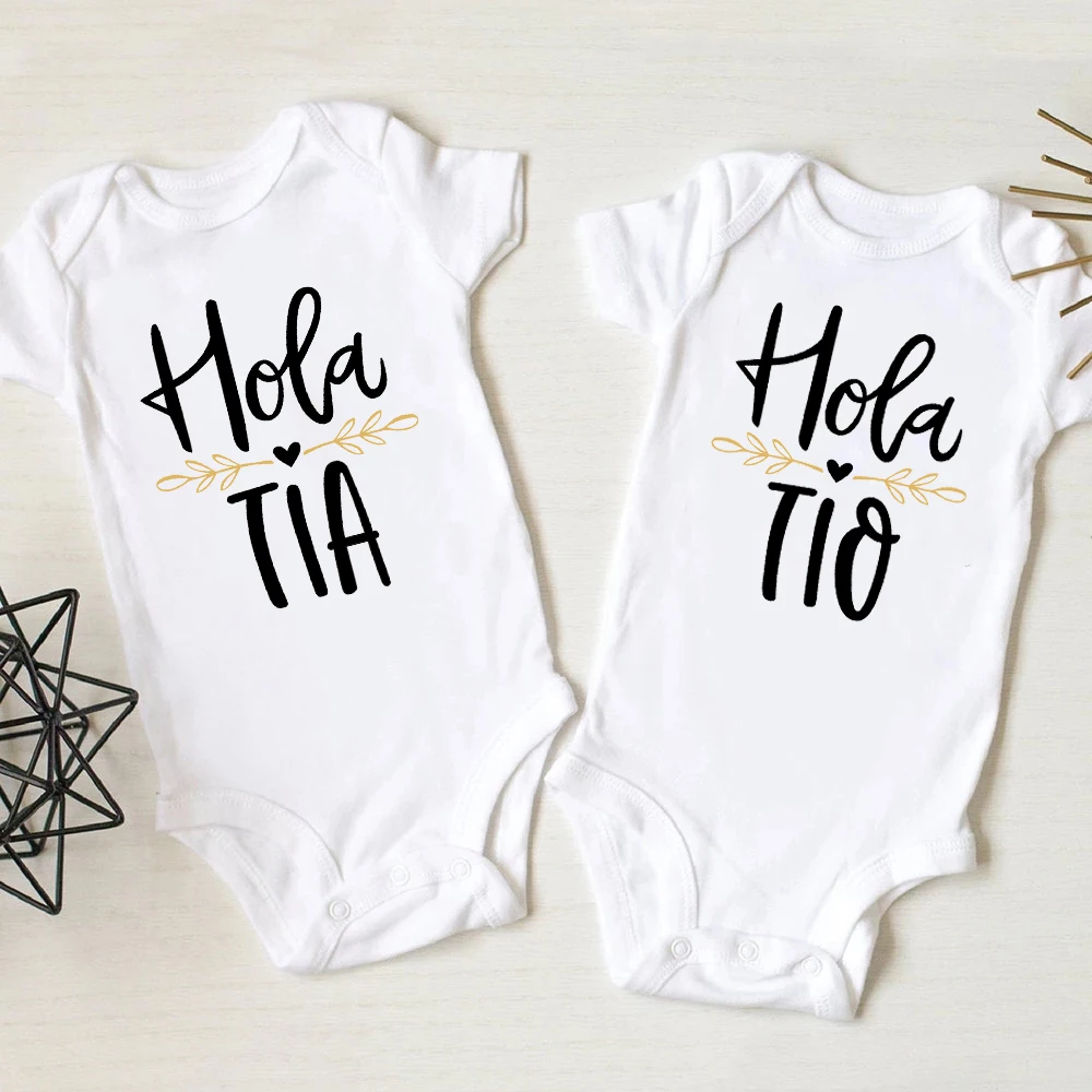 

Hola Tio Tia объявление беременности детская одежда, повседневный подарок на беременность для новой тети-дяди