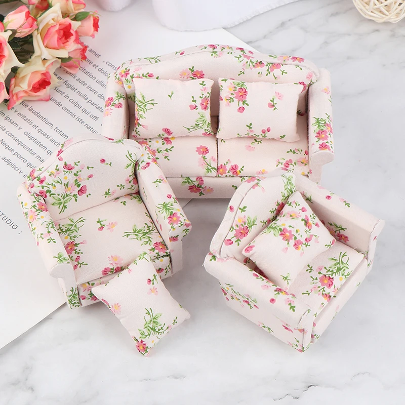 New3Pcs Искусственный Мини Деревянный кукольный домик мебель диван набор