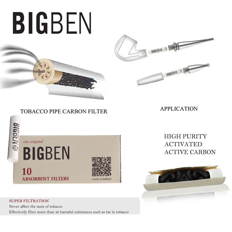 

FreeShipping Big Ben Pipe Filters 9mm Absorbent Filters For Tobacco Pipes Smoking Accessories