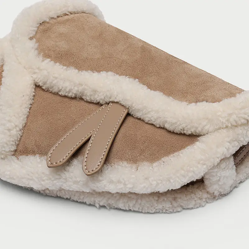 Модная зимняя сумка на плечо из овечьей кожи Женская Роскошная высокое качество