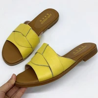 2021 beach women slippers 100 cow leather sandals women slippers flat heel casual ladies shoes outdoor female slides