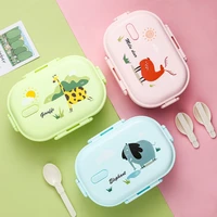 stainless steel childrens lunch box cartoon animal bento box fruit vegetable compartment sealed without leaking soup tableware