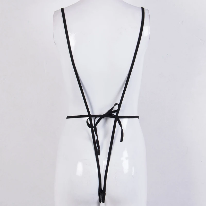 Сексуальный женский черный слитный купальник из искусственной кожи с глубоким