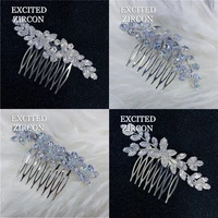 zircon crystal headdress hair comb woman fashion luxury bling exquisite jewelry accessories bride wedding hair comb