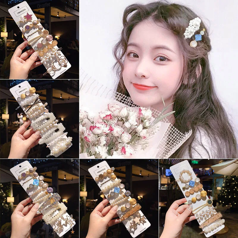 

Korean Girl Pearl Hairpin Hair Clips For Women Alloy Hairclip Trendy Hairpin Jewelry Female Hair Stick Gifts Hair Accessories